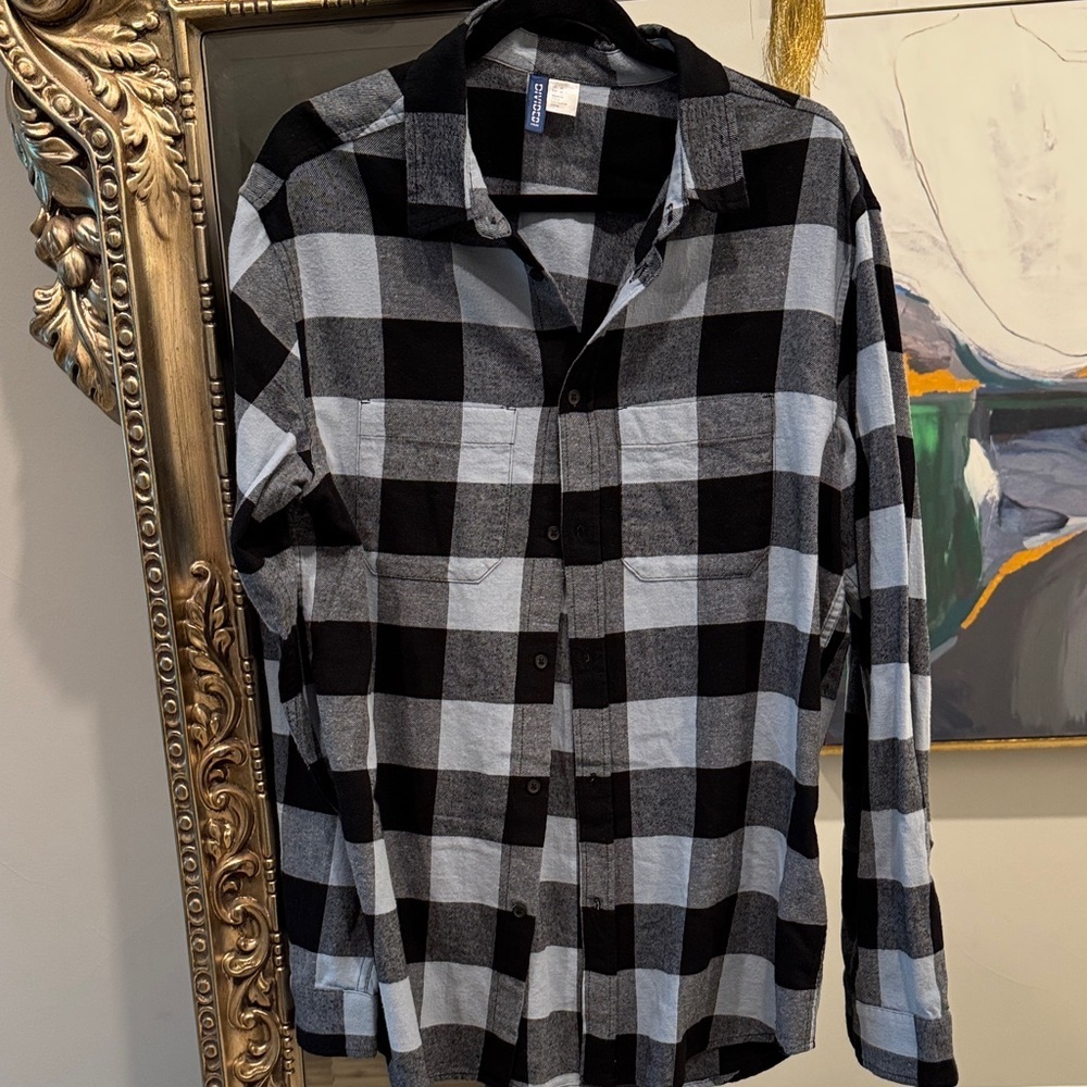 H&M Divided Black and White Checkered Shirt